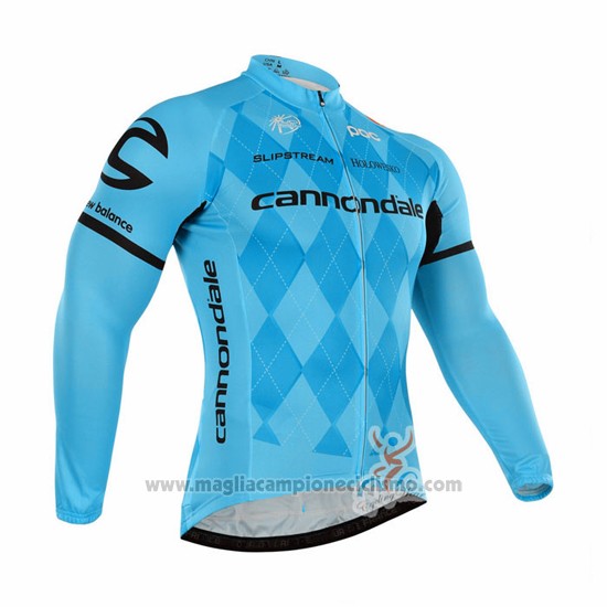 2016 Abbigliamento Ciclismo Cannondale Blu e Nero Manica Lunga e Salopette